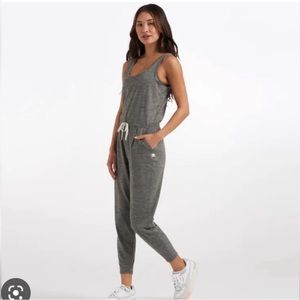 Vuori Lux Jumpsuit Gray Heather Drawstring Pants Knit Small.